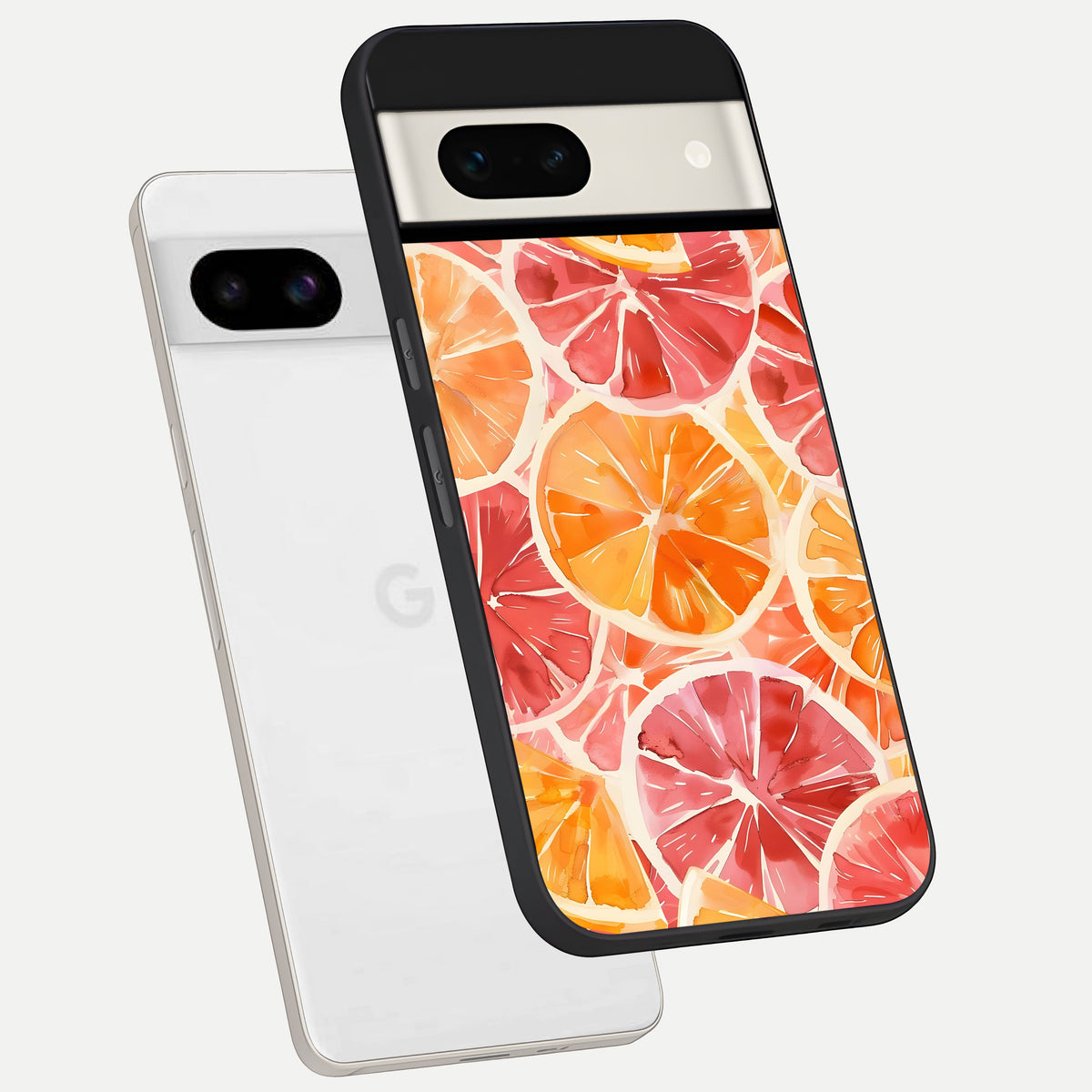  Orange Fruits Pattern phone case For Google Pixel 7A showing premium glass back cover with detailed artwork