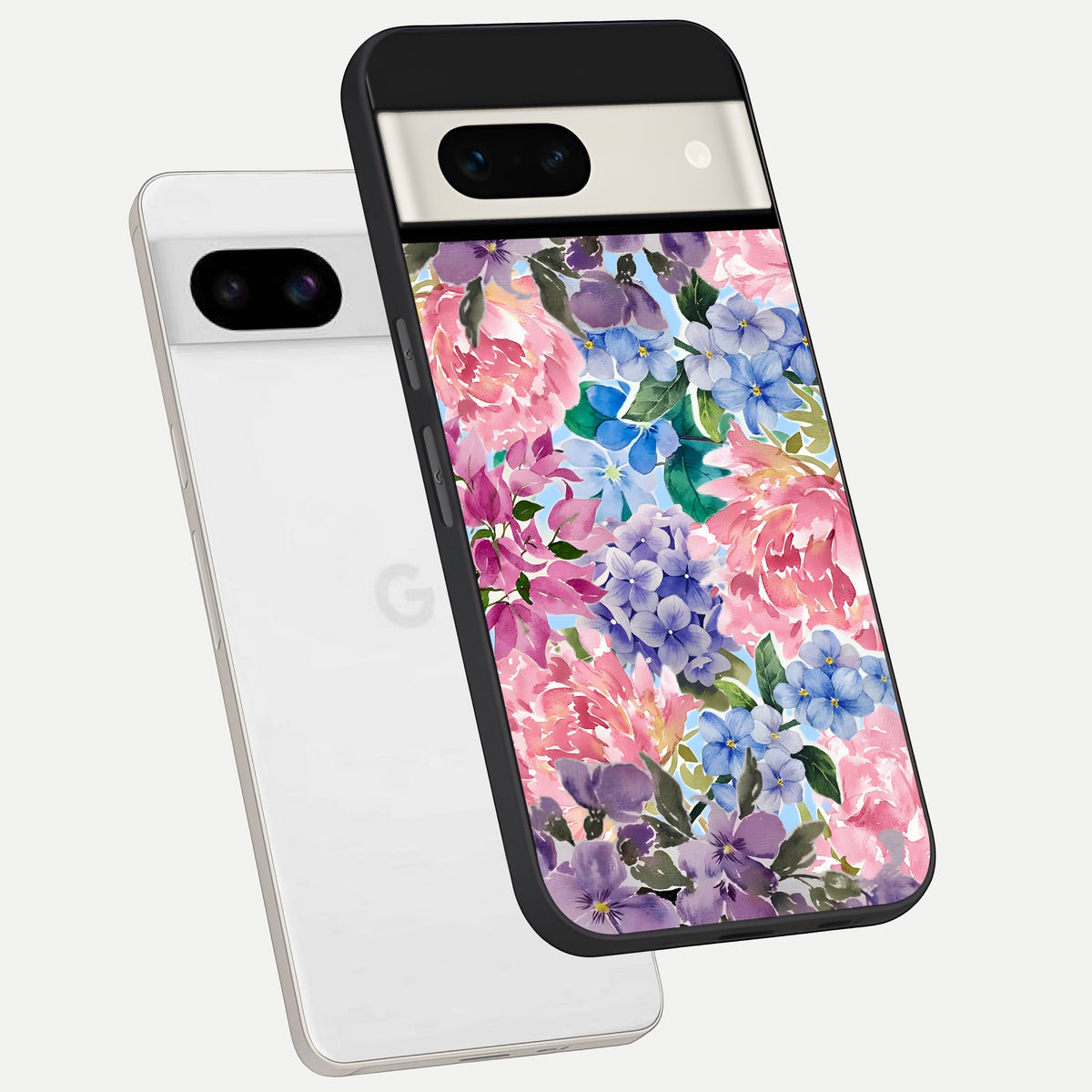  Pastel Floral Mix phone case For Google Pixel 7A showing premium glass back cover with detailed artwork