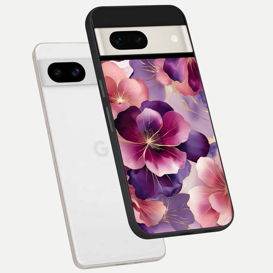  Pink Bouquet Florals phone case For Google Pixel 7A showing premium glass back cover with detailed artwork