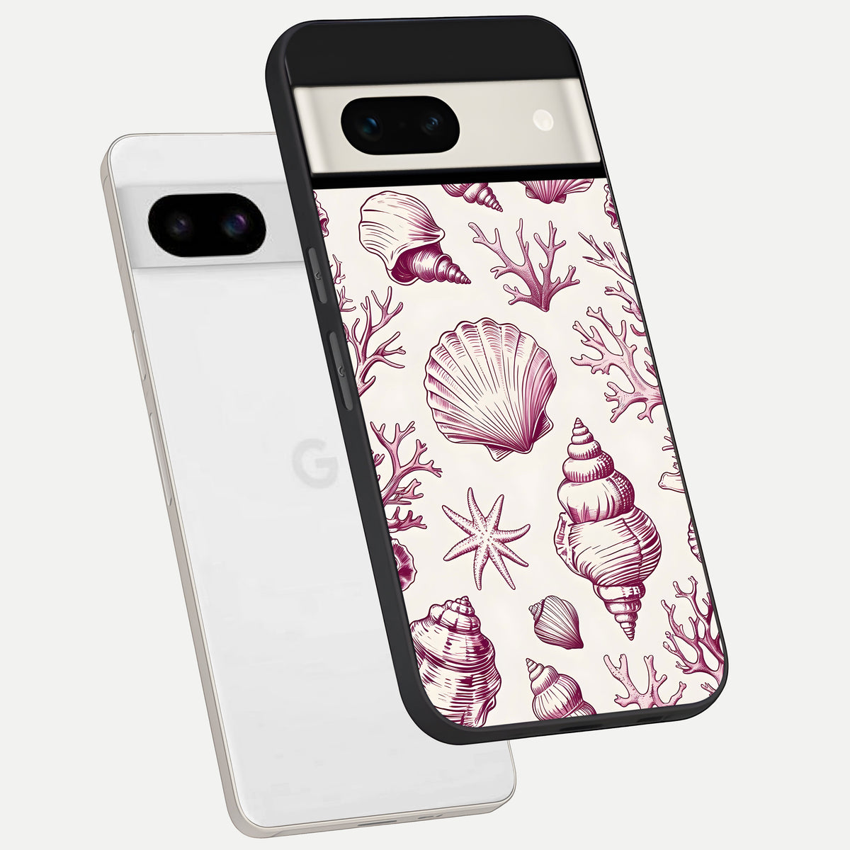  Pink Power Sparks phone case For Google Pixel 7A showing premium glass back cover with detailed artwork
