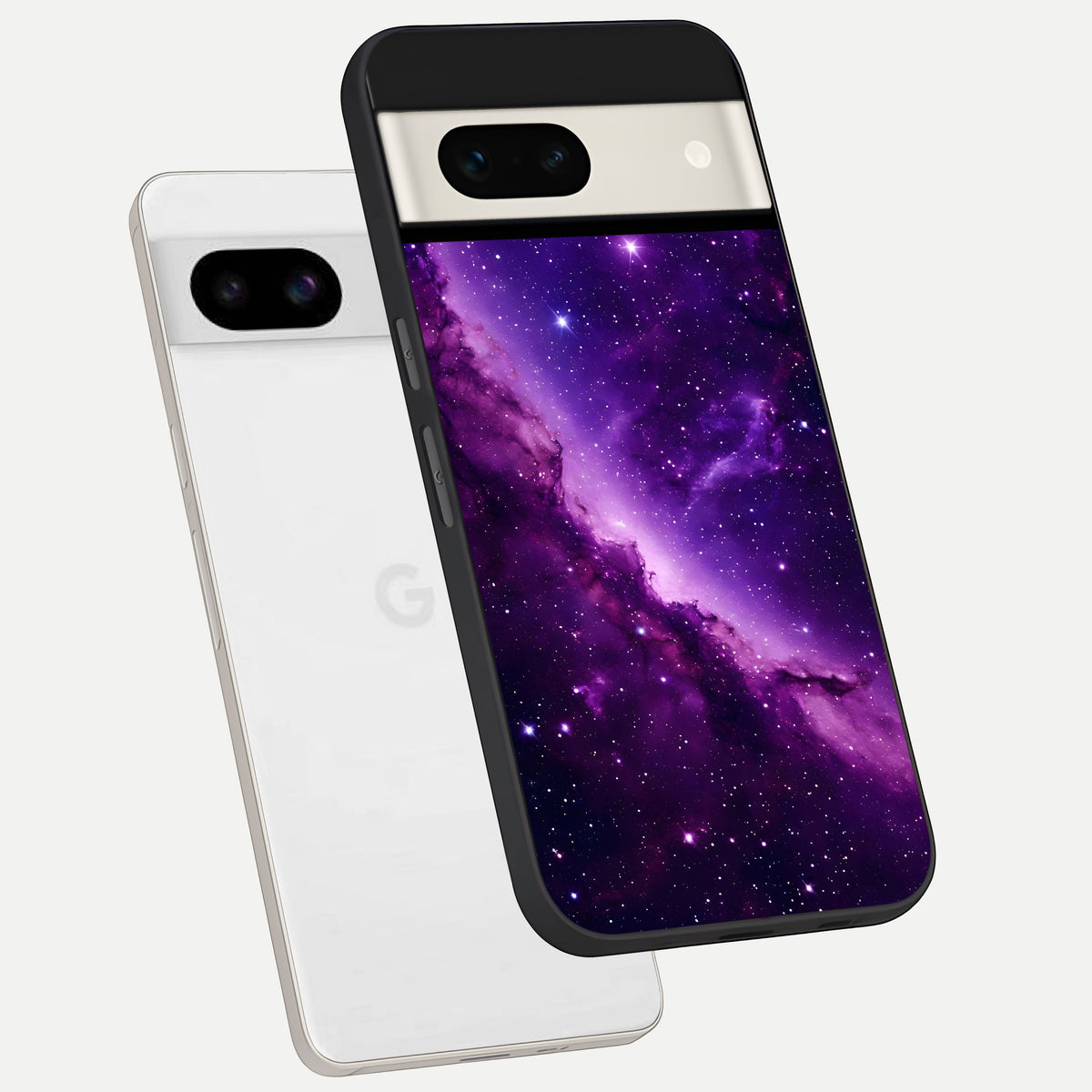  Purple Shade Sky phone case For Google Pixel 7A showing premium glass back cover with detailed artwork