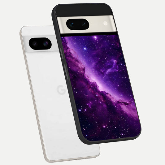 Purple Shade Sky phone case For Google Pixel 7A showing premium glass back cover with detailed artwork