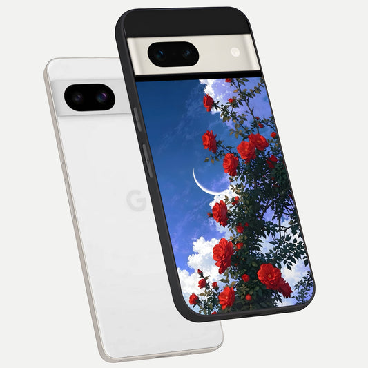  Rose Drift Flowers phone case For Google Pixel 7A showing premium glass back cover with detailed artwork