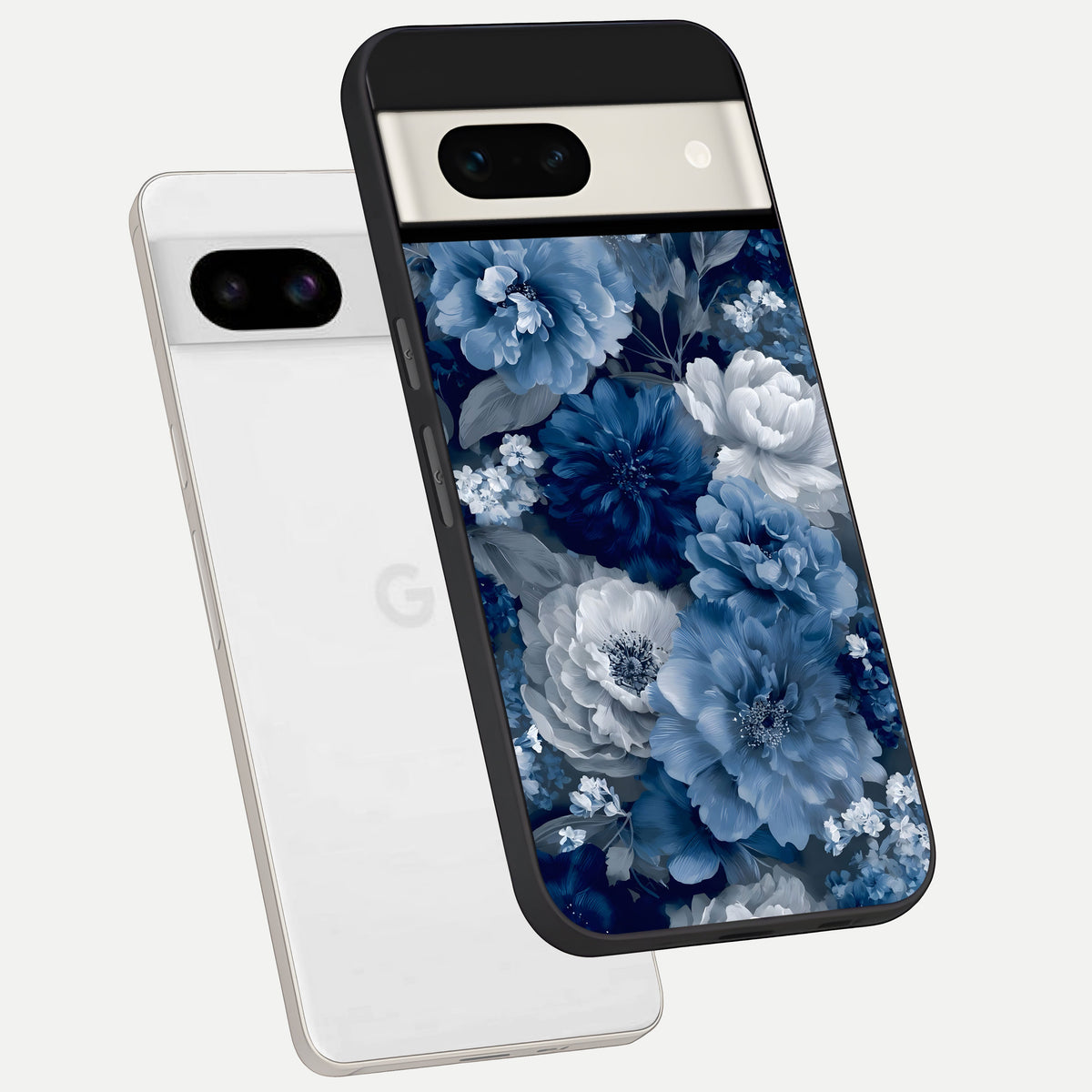  Royal Bloom Garden phone case For Google Pixel 7A showing premium glass back cover with detailed artwork