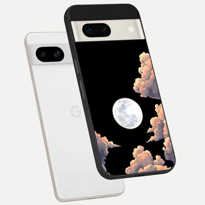  Shade Cloud Moon phone case For Google Pixel 7A showing premium glass back cover with detailed artwork