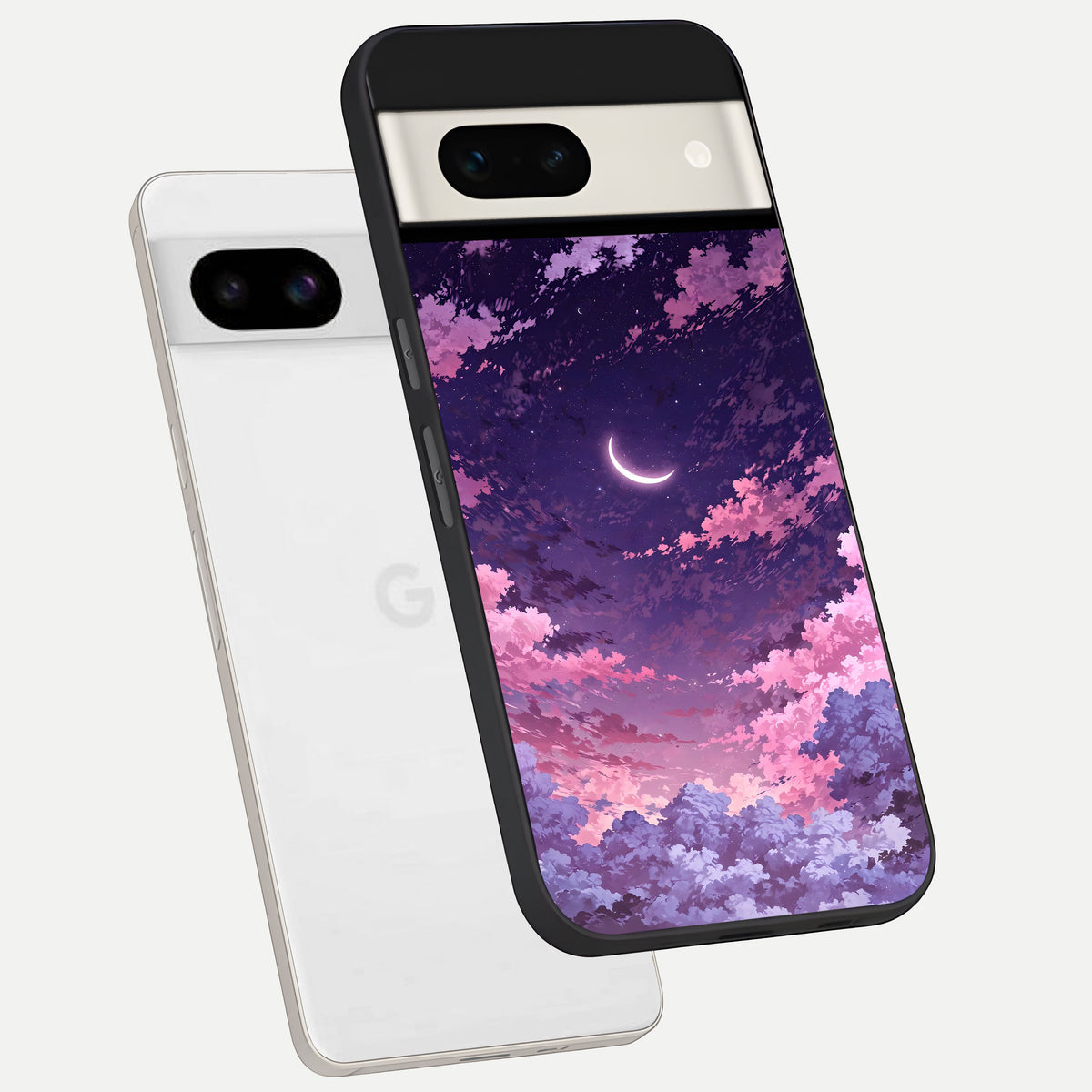  Sky Drift Clouds phone case For Google Pixel 7A showing premium glass back cover with detailed artwork