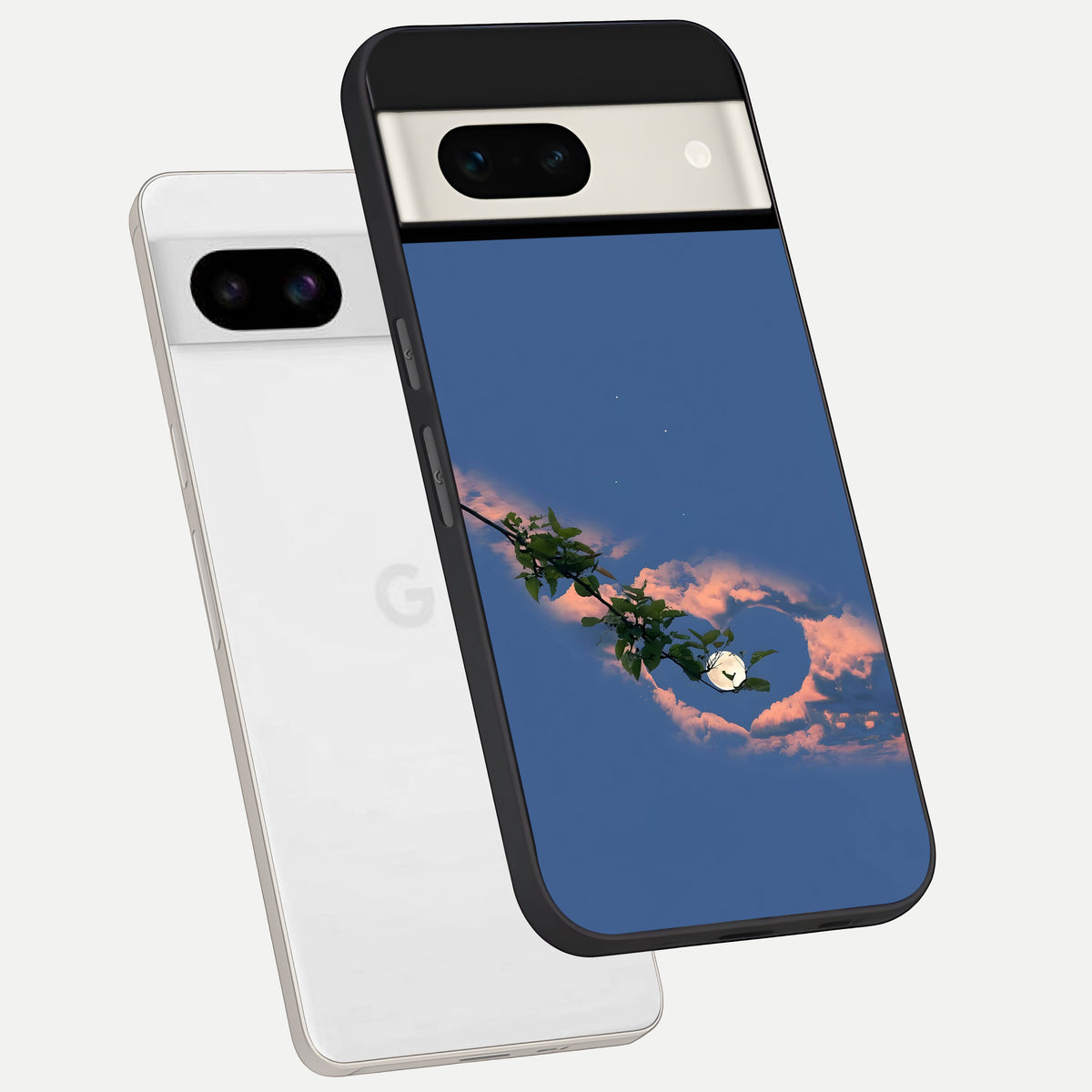  Sky Under Tree phone case For Google Pixel 7A showing premium glass back cover with detailed artwork