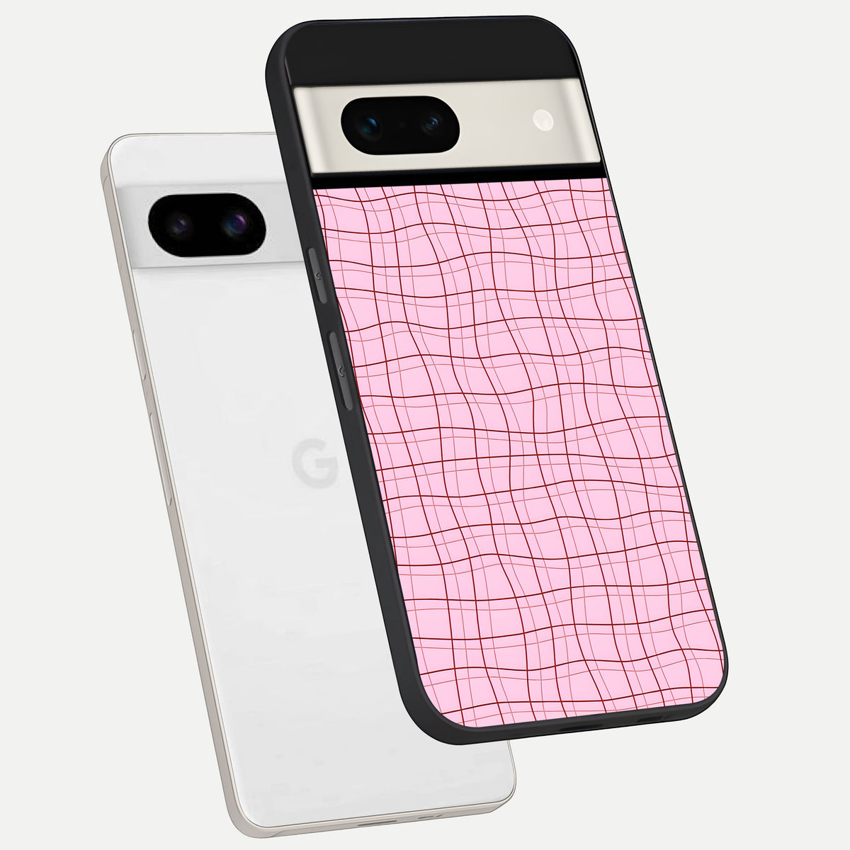  Soft Grid Bliss phone case For Google Pixel 7A showing premium glass back cover with detailed artwork