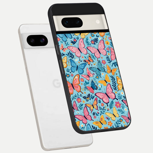  Spring Wing Garden phone case For Google Pixel 7A showing premium glass back cover with detailed artwork