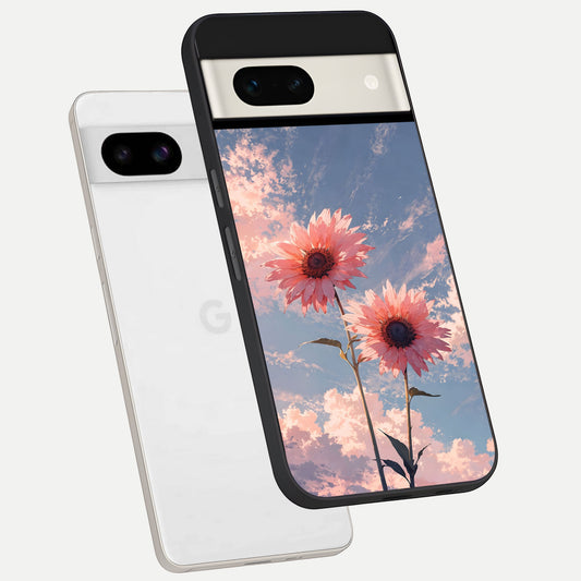  Sun Moon Balance phone case For Google Pixel 7A showing premium glass back cover with detailed artwork