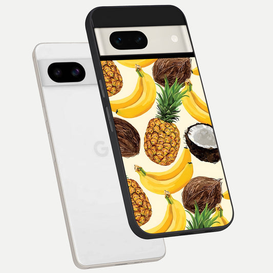  Tropical Fruit Mood phone case For Google Pixel 7A showing premium glass back cover with detailed artwork