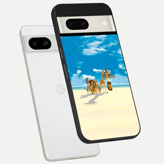  Tropical Fun Squad phone case For Google Pixel 7A showing premium glass back cover with detailed artwork
