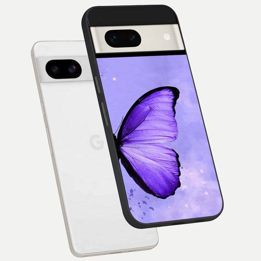  Violet Dream Wing phone case For Google Pixel 7A showing premium glass back cover with detailed artwork