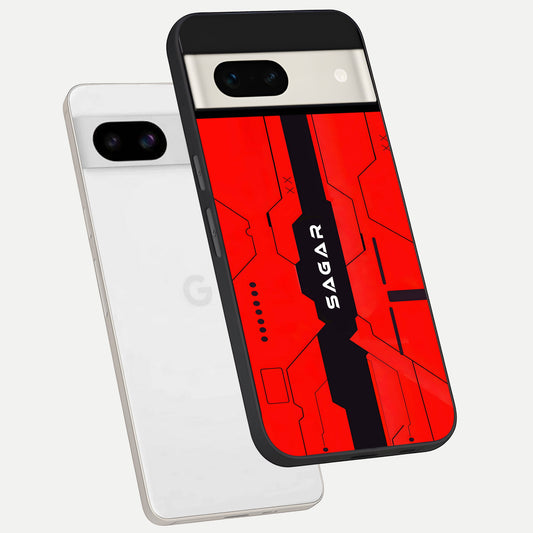  Voltage Rise CYBERPUNK Custom Name phone case For Google Pixel 7A showing premium custom name glass back cover