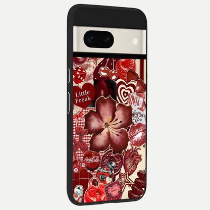  Aesthetic Little Freak back cover For Google Pixel 7A slim fit glass case with vibrant aesthetic design