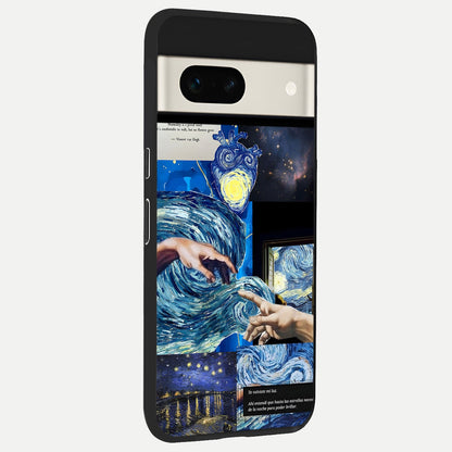 Aesthetic Vando Hands back cover For Google Pixel 7A slim fit glass case with vibrant aesthetic design