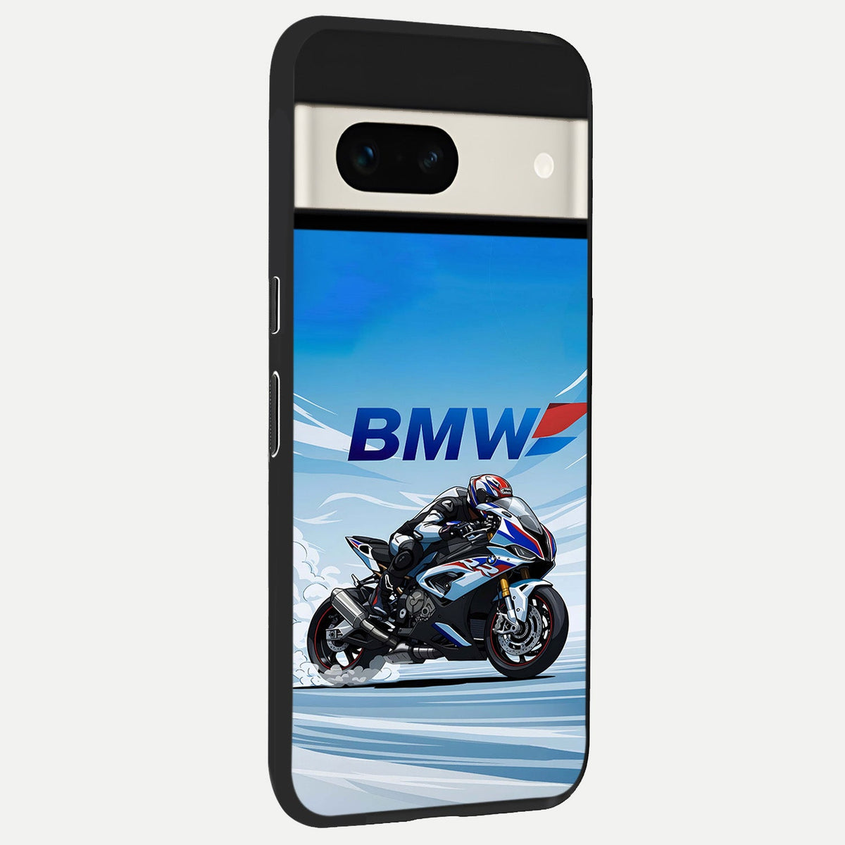  BMW Power Drift back cover For Google Pixel 7A slim fit glass case with vibrant aesthetic design