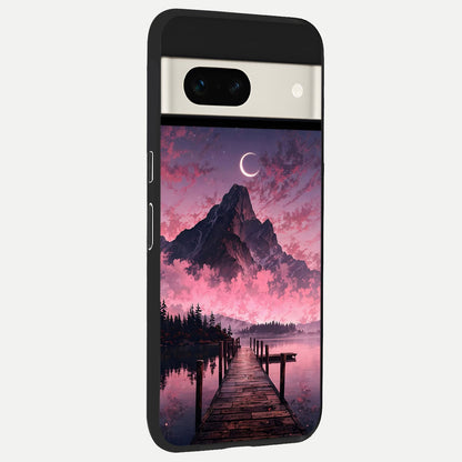 Beautiful Mountain View back cover For Google Pixel 7A slim fit glass case with vibrant aesthetic design