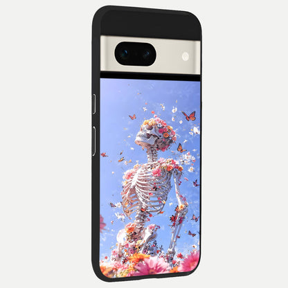  Bloom Beyond Bones back cover For Google Pixel 7A slim fit glass case with vibrant aesthetic design