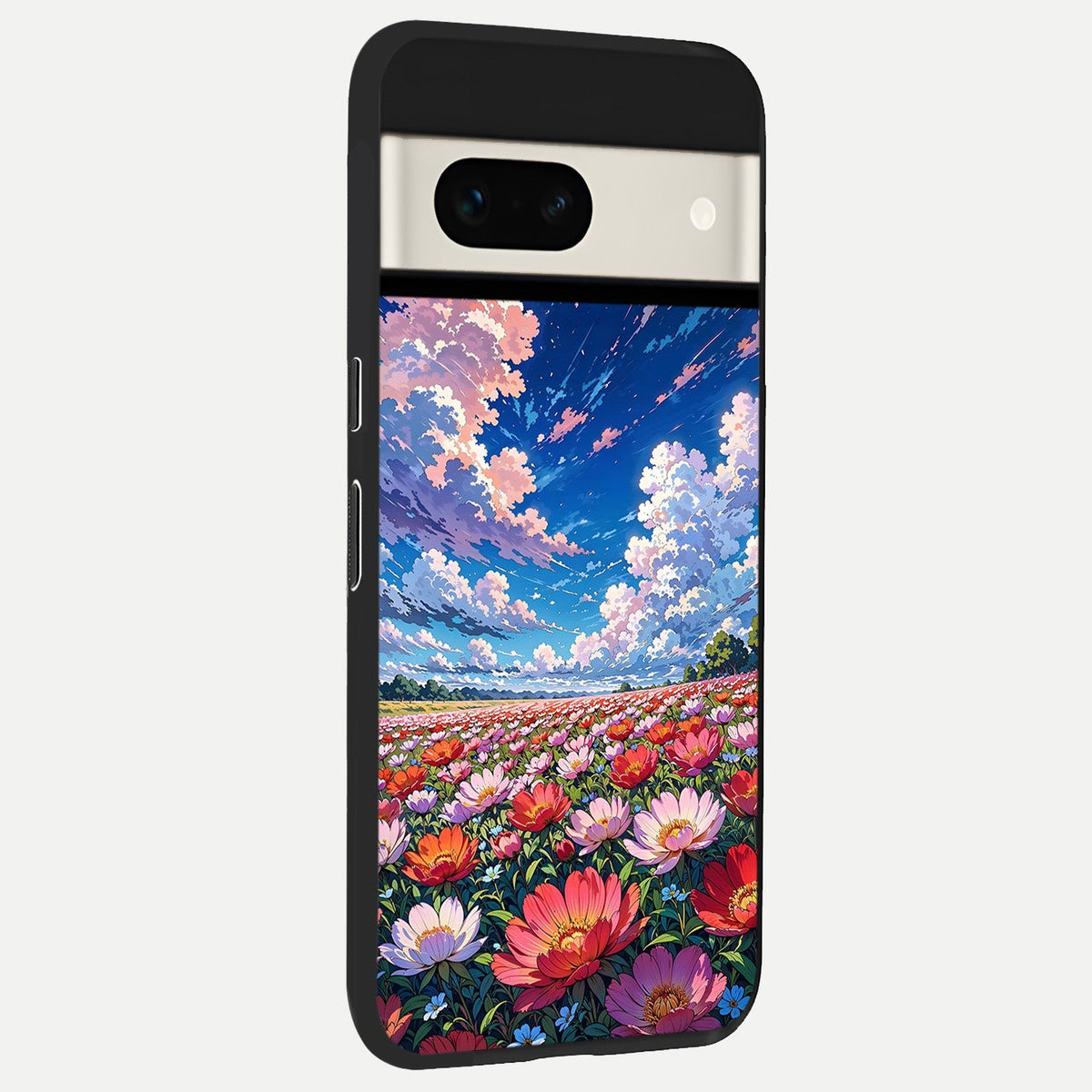  Blossom Sky Field back cover For Google Pixel 7A slim fit glass case with vibrant aesthetic design