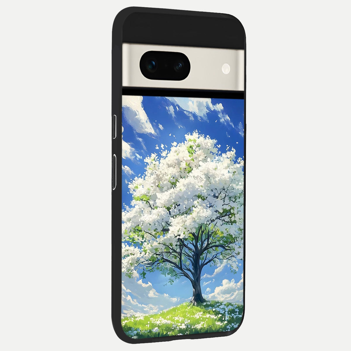  Blossom Sky Serenity back cover For Google Pixel 7A slim fit glass case with vibrant aesthetic design