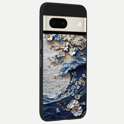  Blossom Wave Art back cover For Google Pixel 7A slim fit glass case with vibrant aesthetic design