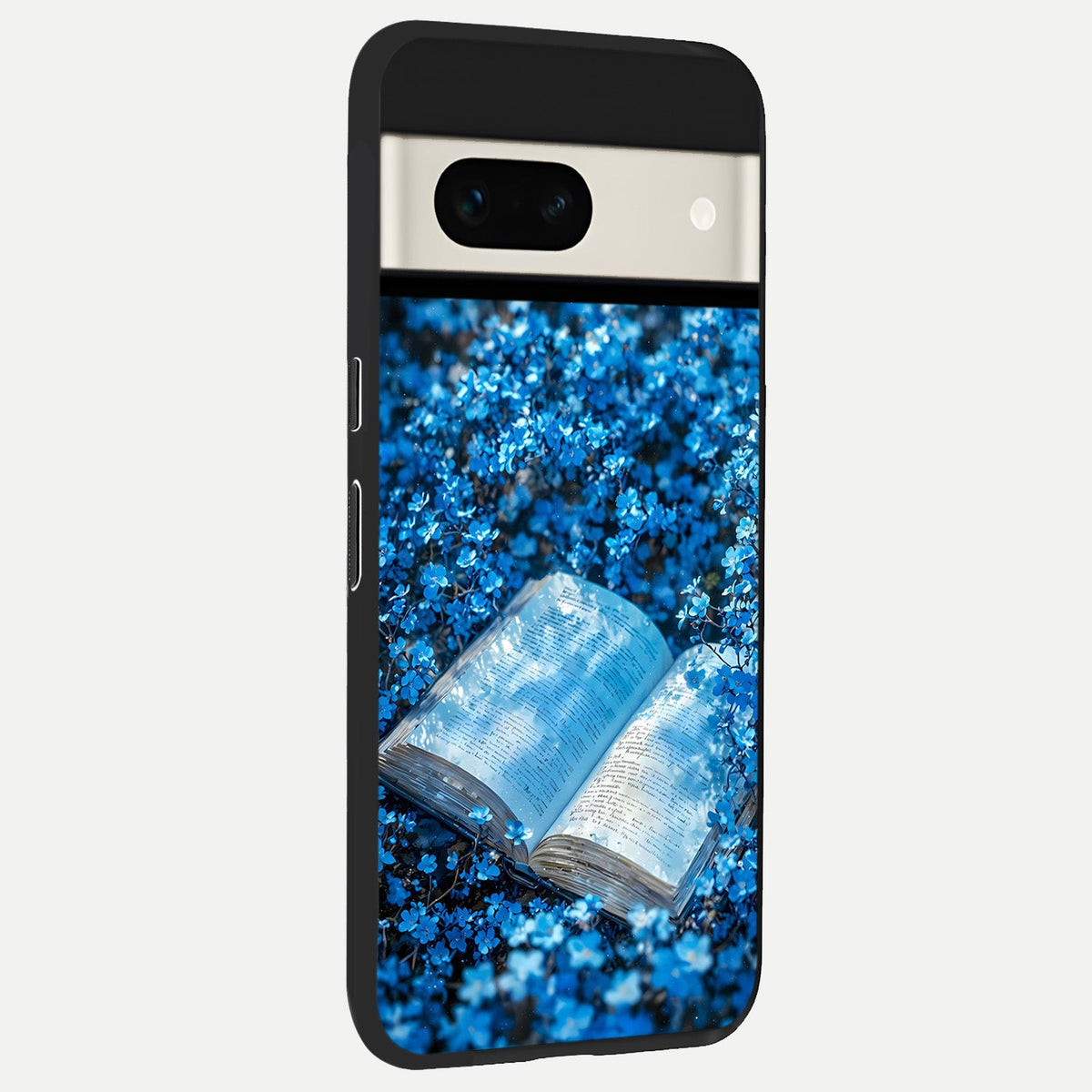  Blue Bloom Tales back cover For Google Pixel 7A slim fit glass case with vibrant aesthetic design