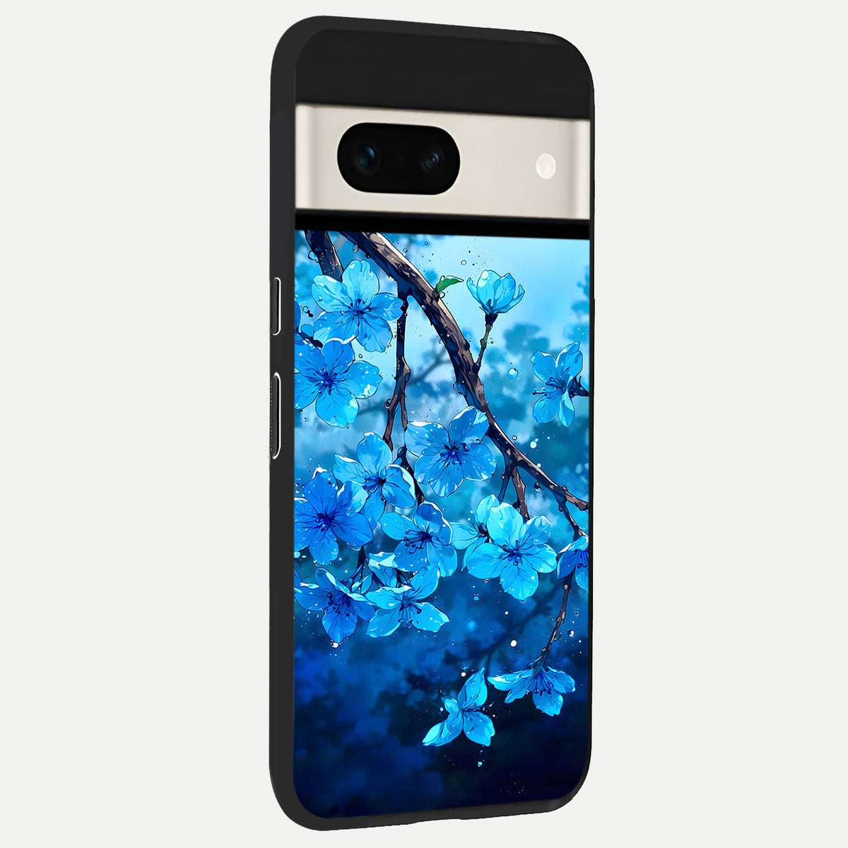  Blue Blossoms Branch back cover For Google Pixel 7A slim fit glass case with vibrant aesthetic design