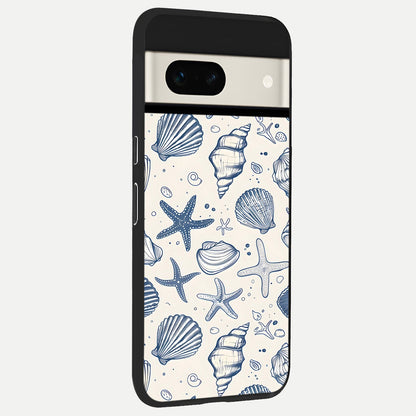  Blue Ocean Outline back cover For Google Pixel 7A slim fit glass case with vibrant aesthetic design