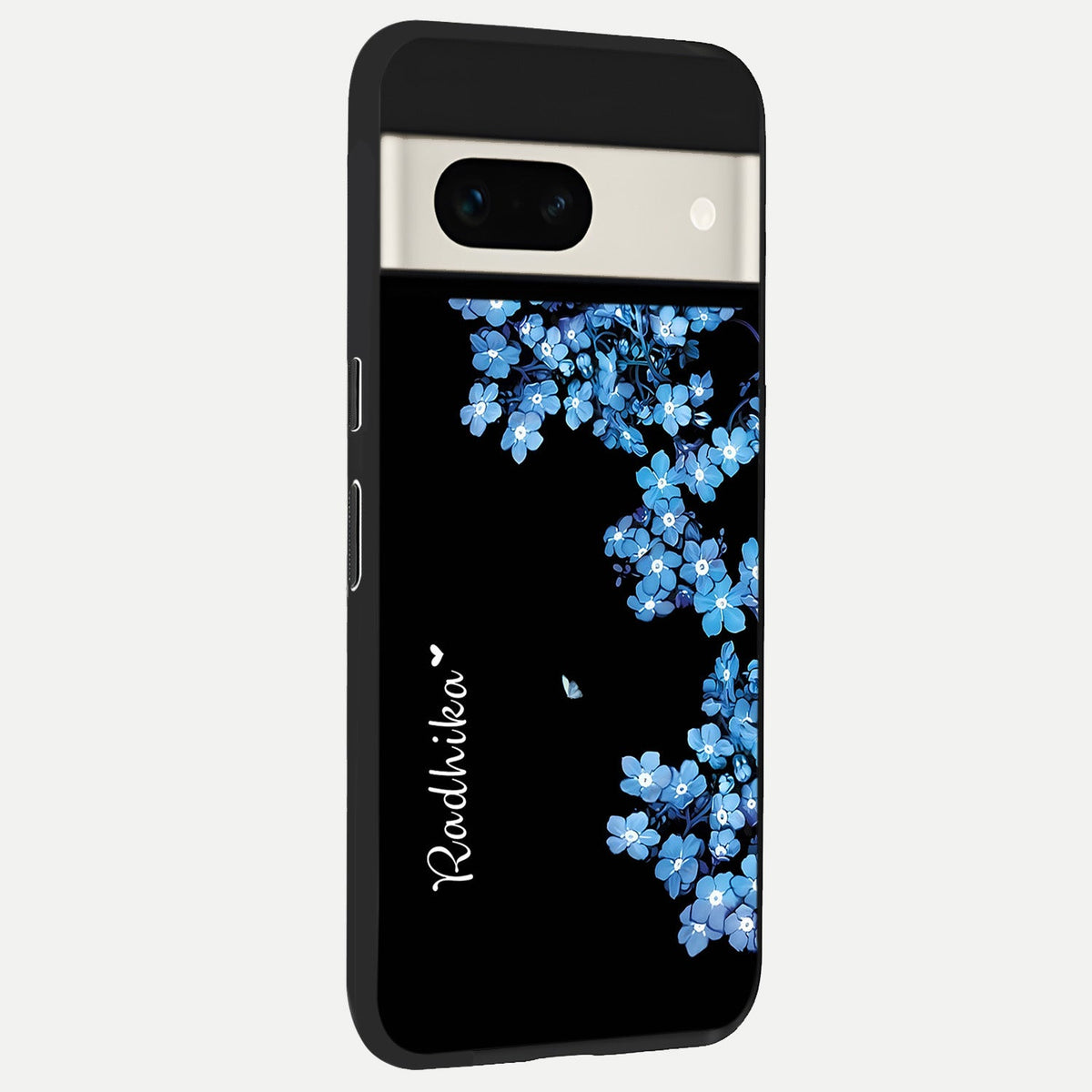  Blue Petal Dream Custom Name back cover For Google Pixel 7A slim fit glass case with vibrant aesthetic design