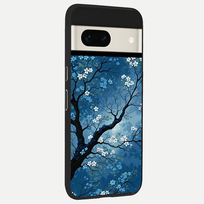  Blue Tree Serenity back cover For Google Pixel 7A slim fit glass case with vibrant aesthetic design