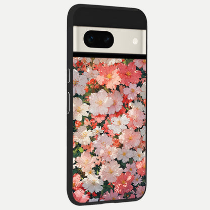  Blush Bloom Field back cover For Google Pixel 7A slim fit glass case with vibrant aesthetic design