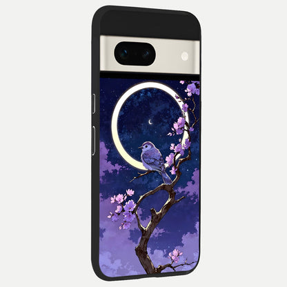  Celestial Bird Blossom back cover For Google Pixel 7A slim fit glass case with vibrant aesthetic design