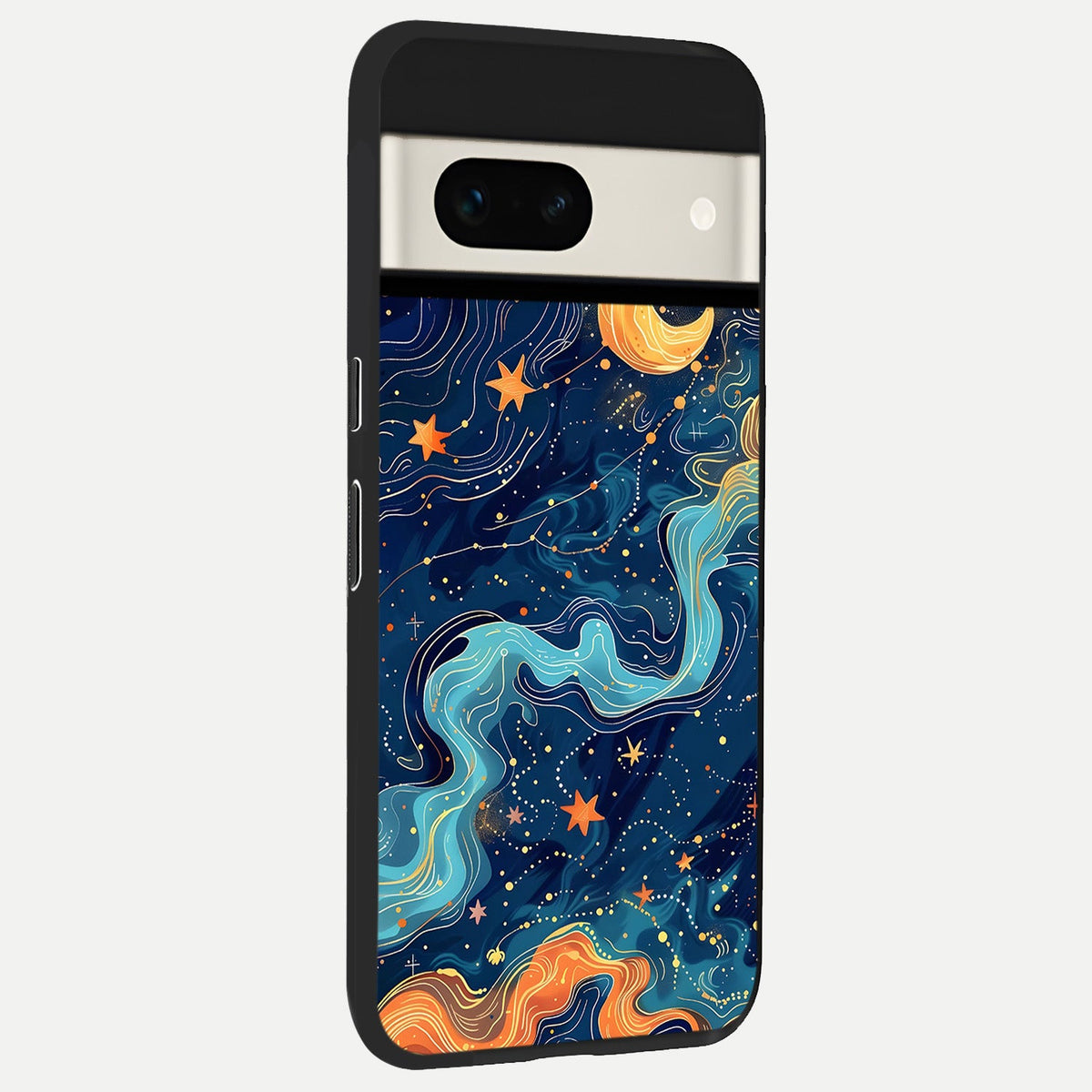 Celestial Dream Flow back cover For Google Pixel 7A slim fit glass case with vibrant aesthetic design