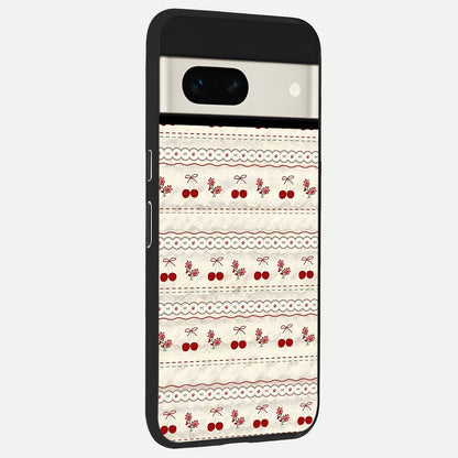  Cherry Bloom Charm back cover For Google Pixel 7A slim fit glass case with vibrant aesthetic design