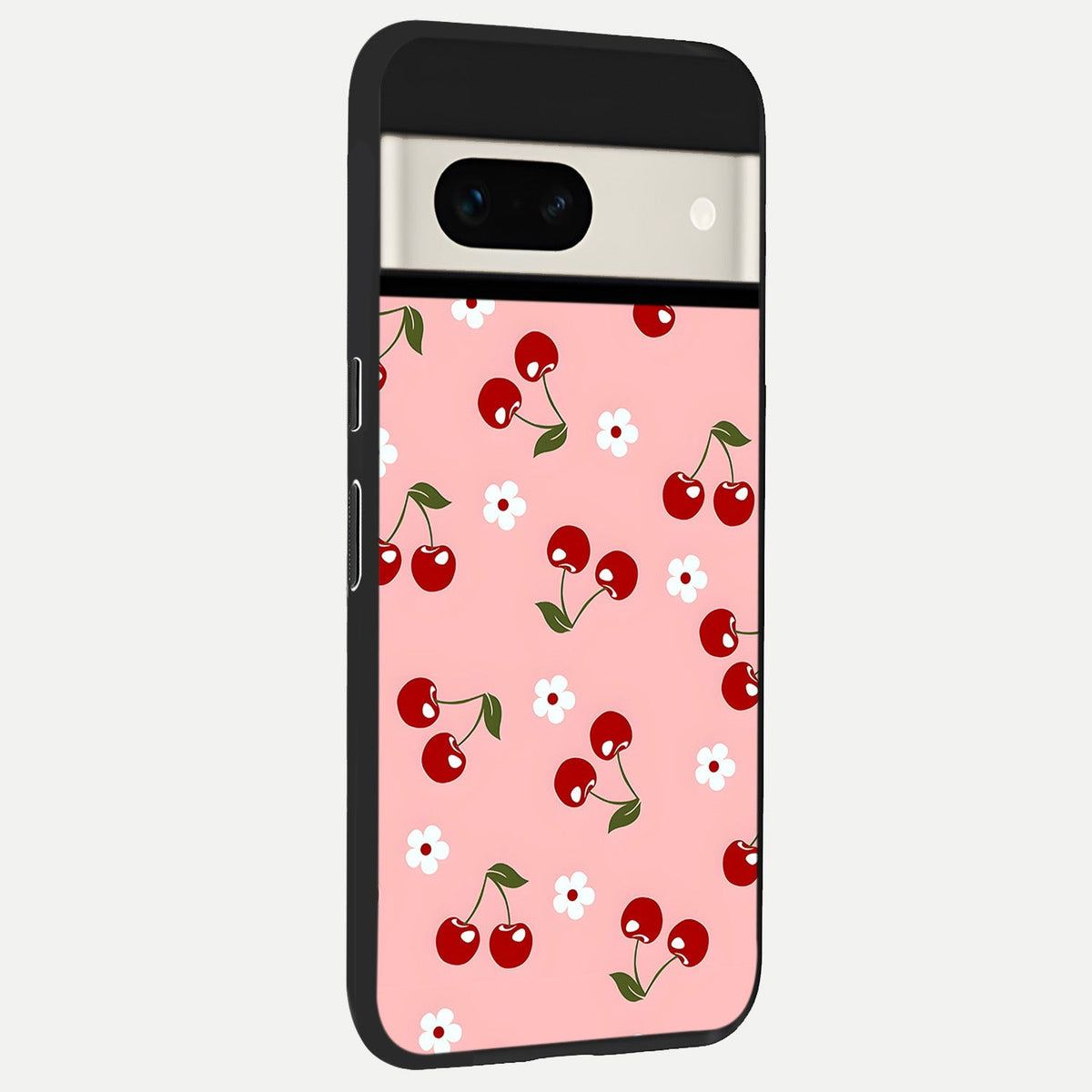  Cherry Love Mood back cover For Google Pixel 7A slim fit glass case with vibrant aesthetic design