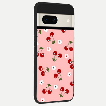  Cherry Love Mood back cover For Google Pixel 7A slim fit glass case with vibrant aesthetic design