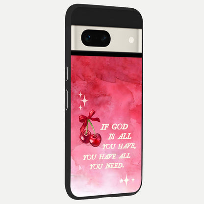  Cherry Quote back cover For Google Pixel 7A slim fit glass case with vibrant aesthetic design