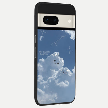 Cloud Bunny Dreams back cover For Google Pixel 7A slim fit glass case with vibrant aesthetic design