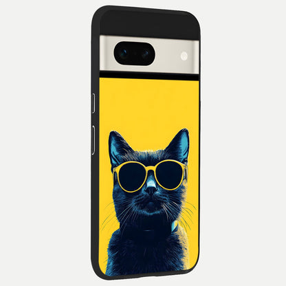  Cool Cat Vibes back cover For Google Pixel 7A slim fit glass case with vibrant aesthetic design