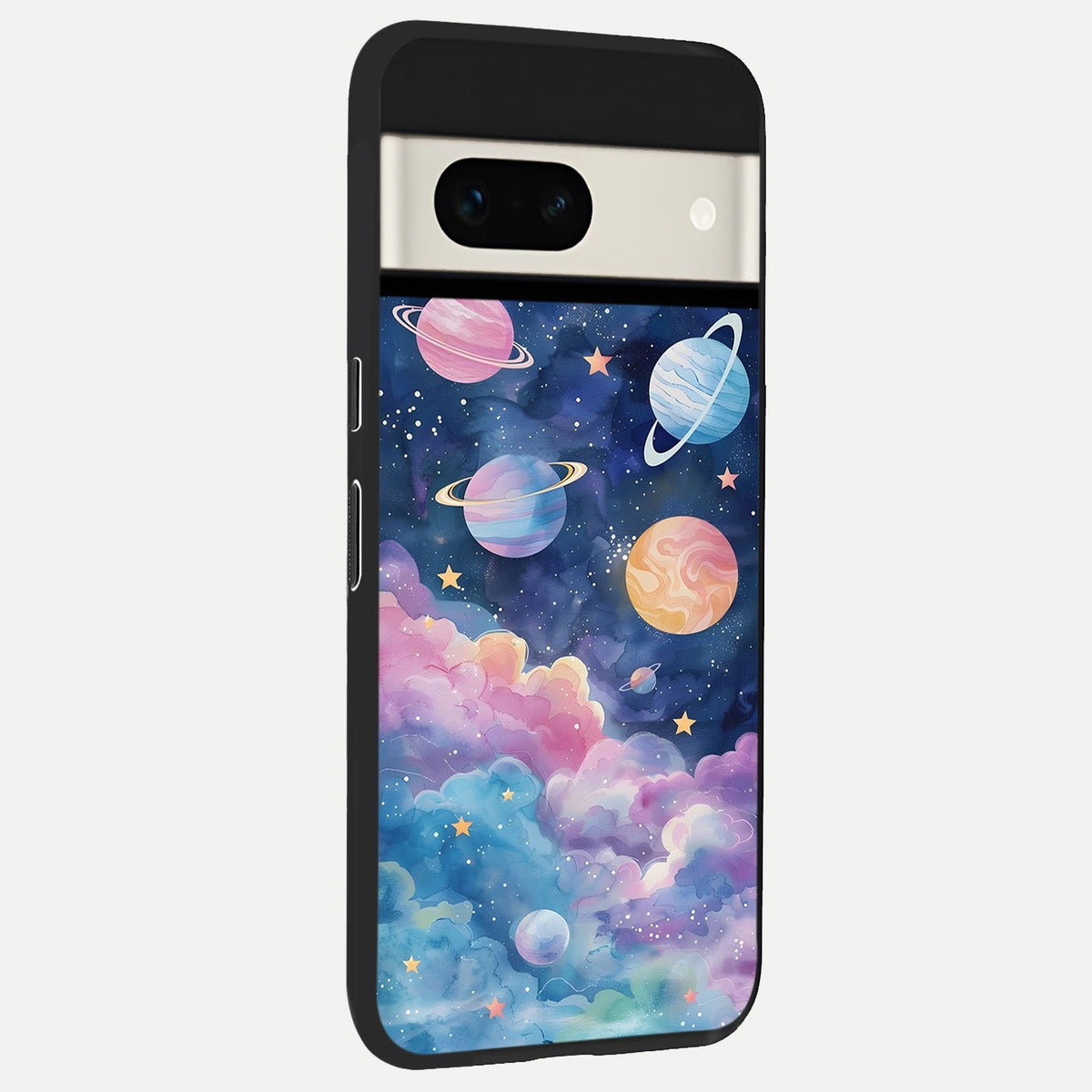 Cosmic Planet Dreams back cover For Google Pixel 7A slim fit glass case with vibrant aesthetic design