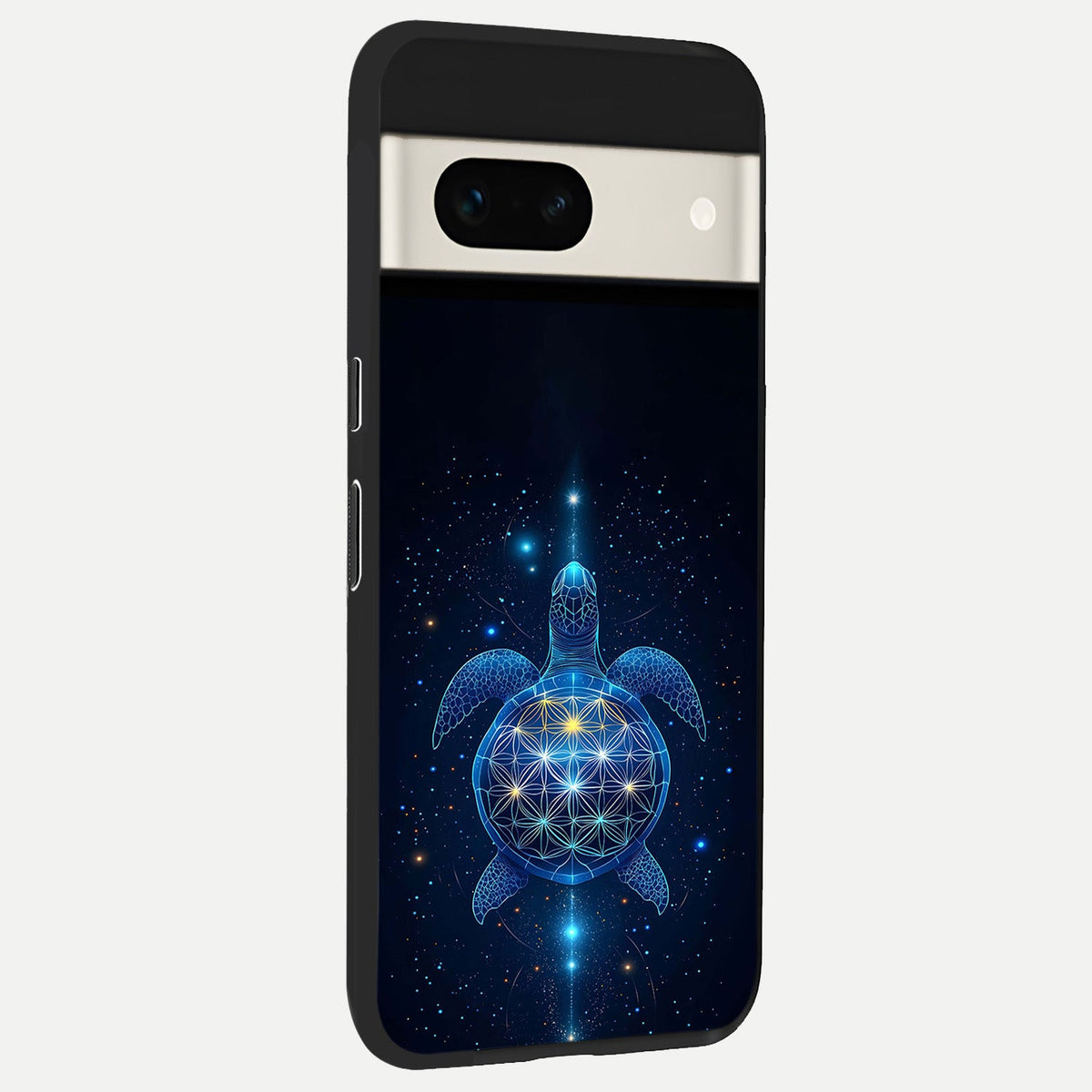  Crimson Blue Turtle back cover For Google Pixel 7A slim fit glass case with vibrant aesthetic design