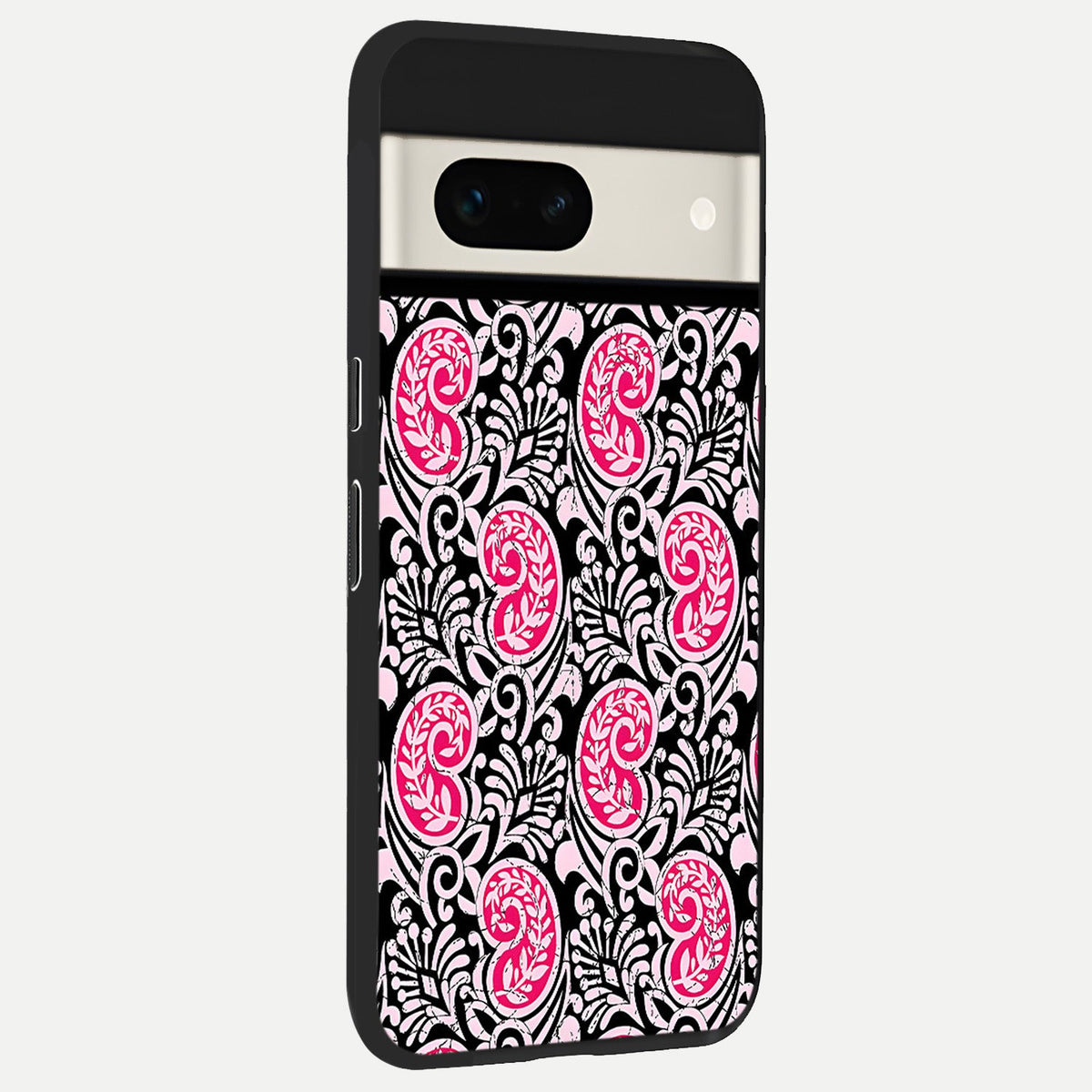  Crimson Paisley Charm back cover For Google Pixel 7A slim fit glass case with vibrant aesthetic design