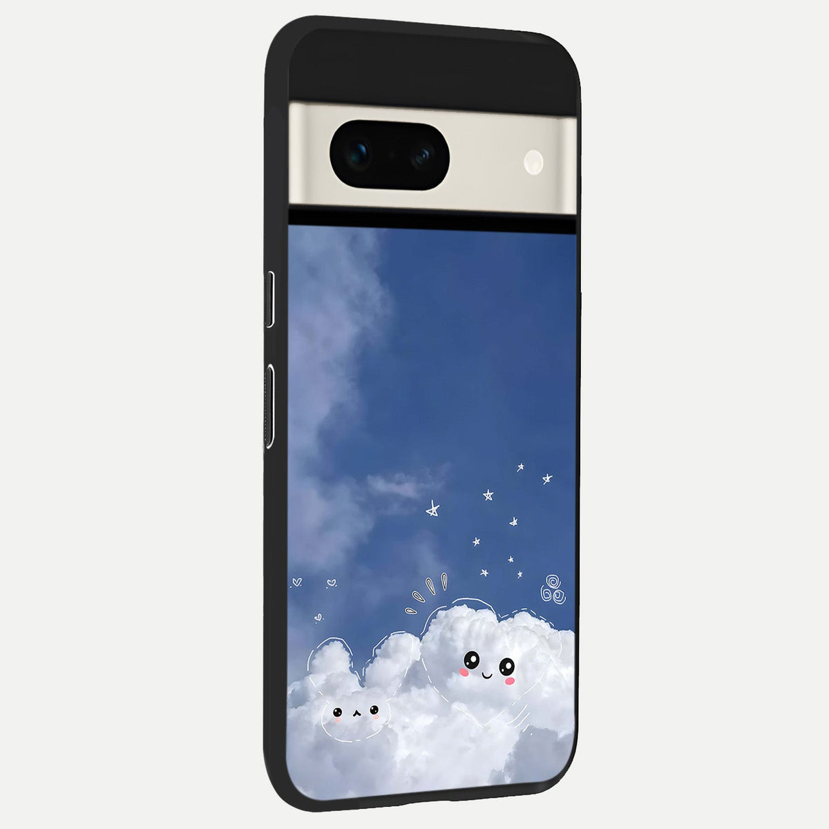  Cute Blossom Cloud back cover For Google Pixel 7A slim fit glass case with vibrant aesthetic design
