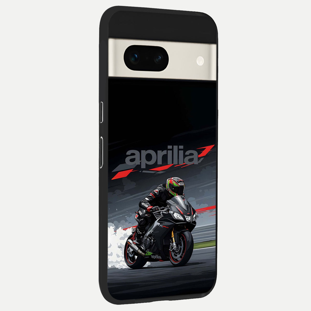  Dark Aprilla back cover For Google Pixel 7A slim fit glass case with vibrant aesthetic design