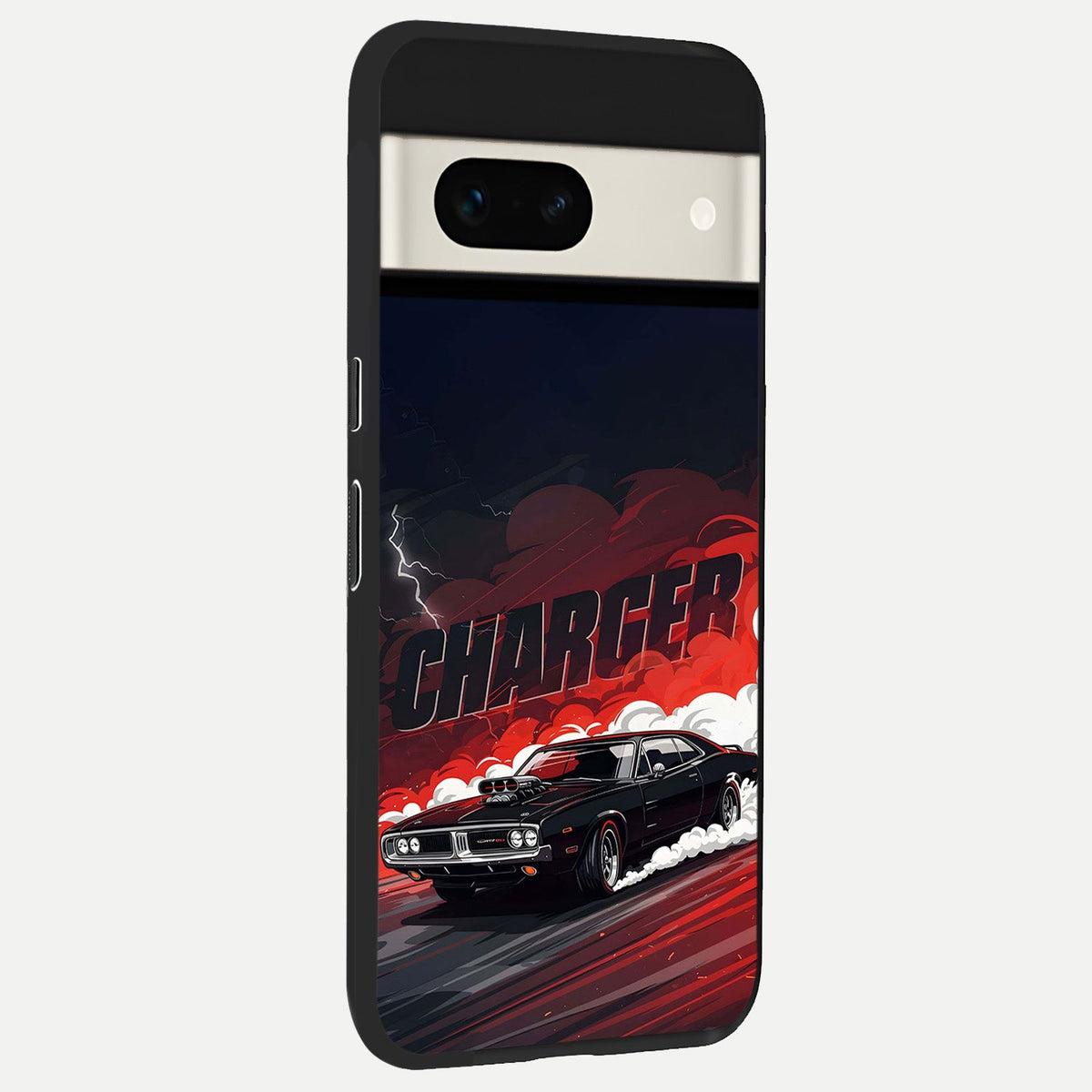  Dark Charger Fury back cover For Google Pixel 7A slim fit glass case with vibrant aesthetic design