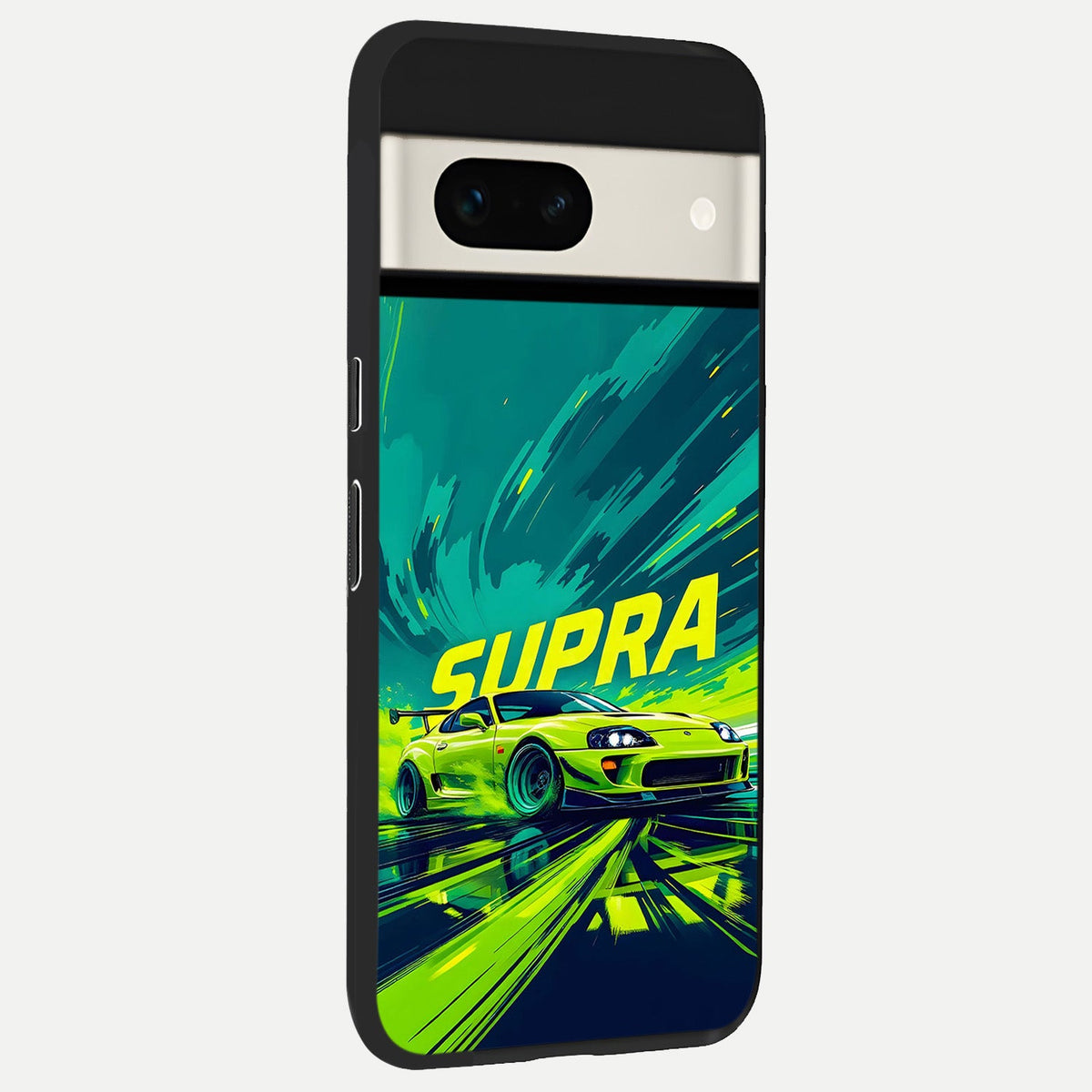 Electric Supra Thunder back cover For Google Pixel 7A slim fit glass case with vibrant aesthetic design