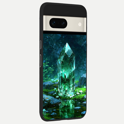  Emerald Light Crystal back cover For Google Pixel 7A slim fit glass case with vibrant aesthetic design