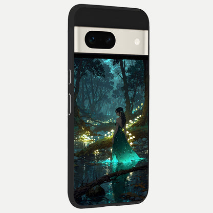  Enchanted Forest Glow back cover For Google Pixel 7A slim fit glass case with vibrant aesthetic design