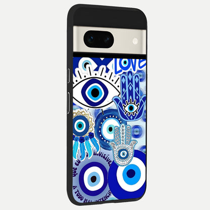  Evil Eyes Dream back cover For Google Pixel 7A slim fit glass case with vibrant aesthetic design